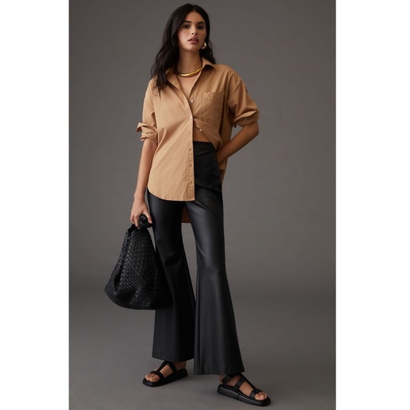 Anthropologie Pants - Anthropologie Hutch Faux Leather Pants New Black Flare Size 8 Medium Anthro NWT